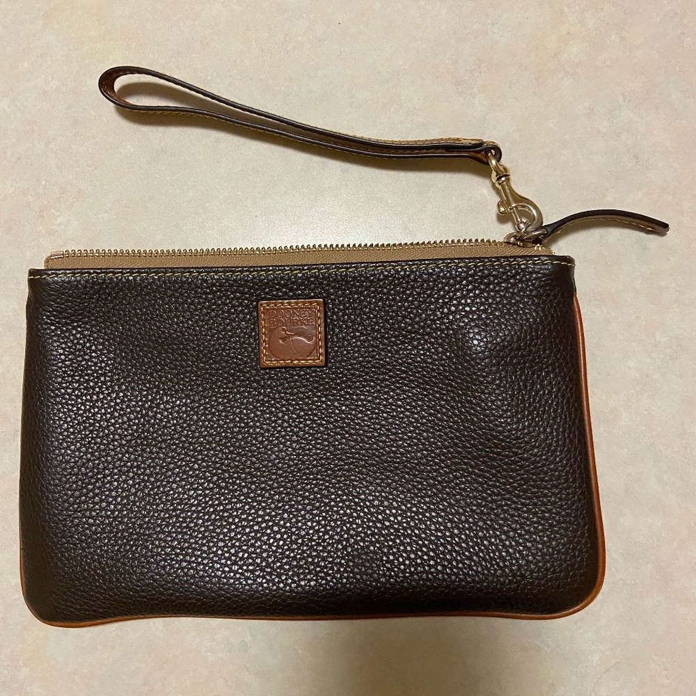 Dooney and Bourke Brown Pebbled Leather Wristlet